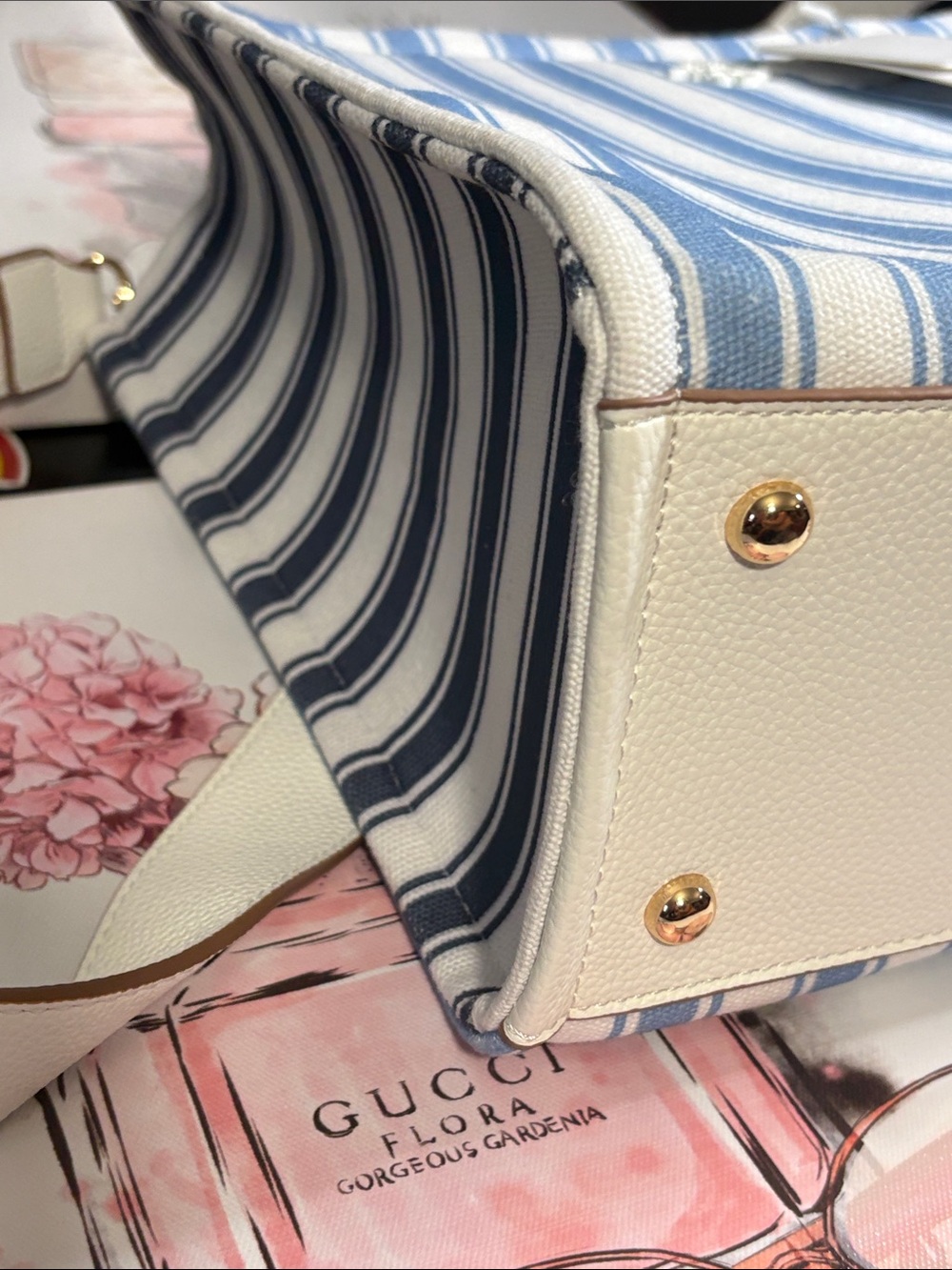 NWT 2FER Nanette Lepore 2 Piece Blue White Striped Crossbody Handbag + SCARF - Picture 10 of 16